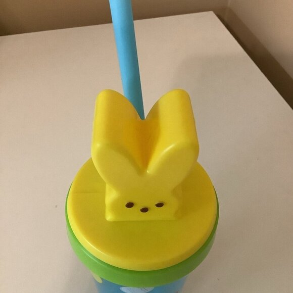 Zak! Peeps Tumbler Blue Plastic Cup Yellow Lid Blue Straw Bunny Easter Egg. New - Picture 4 of 4